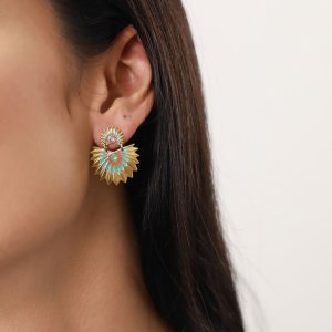 Boucles d'oreilles Franck Herval Judy 2 feuilles émaillées