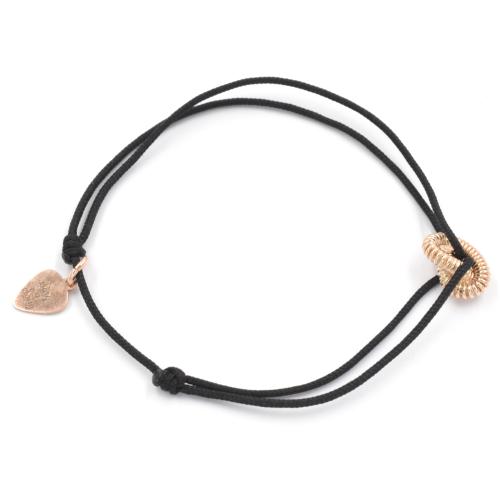Bracelet Sing A Song Cordon noir Bretzel Corde de basse or rose