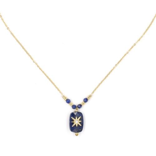 Collier ZAG Inès doré Pierre Lapis-Lazuli