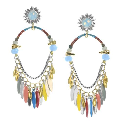 Boucles d'oreilles Franck Herval Daphn Poussoir 2 ranges de chaine