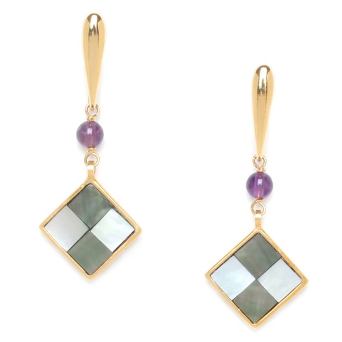 Boucles d'oreilles Nature Bijoux Le Square une perle améthyste