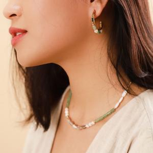 Boucles d'oreilles Nature Bijoux Menthe à l'eau créoles tissées