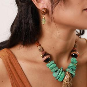 Boucles d'oreilles Nature Bijoux Pokhara olive Rutilite