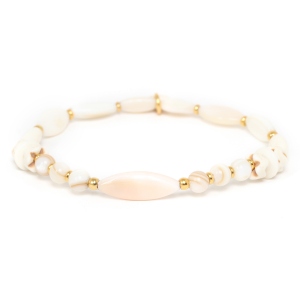 Bracelet Nature Bijoux Ivory extensible perles ovales