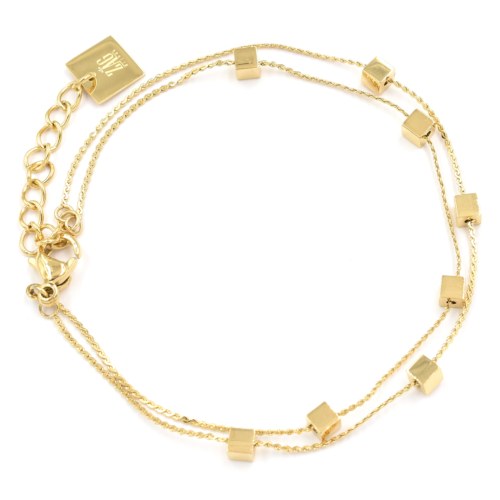 Bracelet ZAG Golden Cube deux rangs dorés