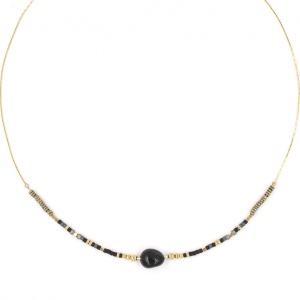 Collier ZAG Roma doré Pierre Onyx