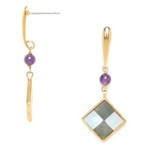 Boucles d'oreilles Nature Bijoux Le Square une perle améthyste