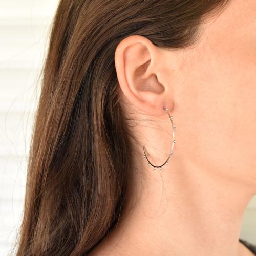 Boucles d'oreilles ZAG argentées Créoles 10 perles