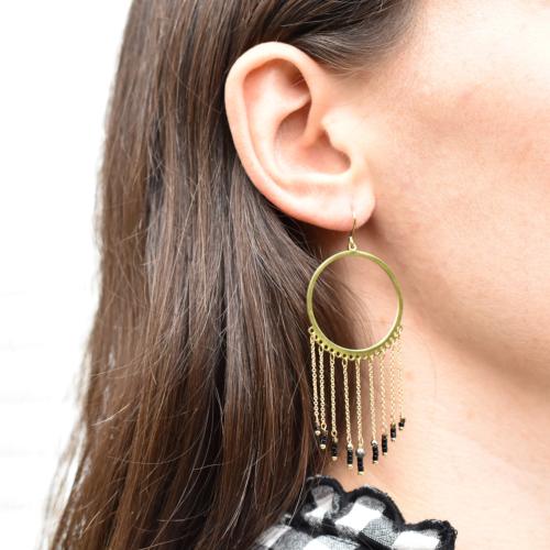 Boucles d'oreilles ZAG créoles dorées gitanes multi chaines