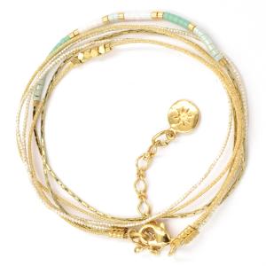 Bracelet By Garance Lou doré aqua turquoise & blanc