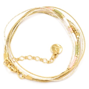 Bracelet By Garance Lou doré rose, kaki & blanc