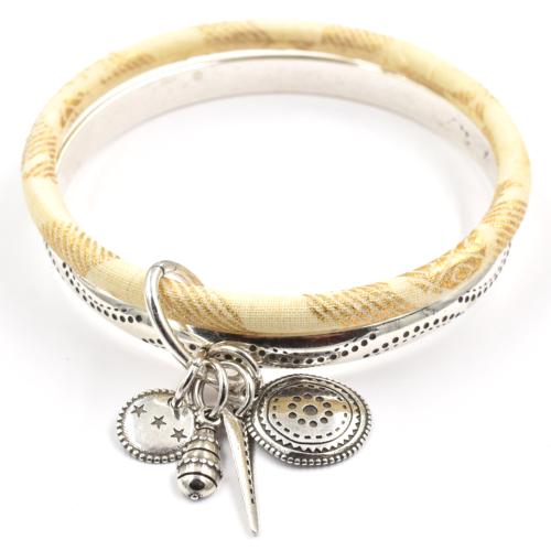 Bracelet Shabada Jonc argenté Timeless Shabawax Cala sable M