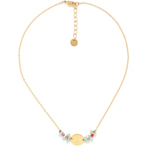 Collier Franck Herval Tiwa court Amazonite & petit masques