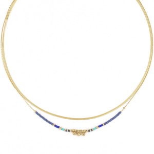 Collier ZAG Eva multirang doré bleu