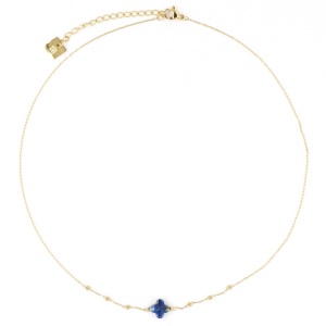 Collier ZAG Velasquez doré Trèfle bleu Lapis-lazuli