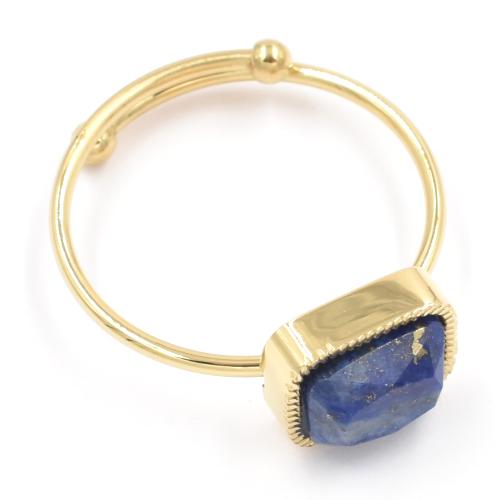 Bague ZAG dorée Pierre Lapis-Lazuli rectangulaire