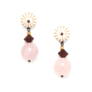 Boucles d'oreilles Nature Bijoux Choco rose perle de Quartz rose