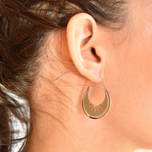Boucles d'oreilles ZAG Créoles croissant de soleil argenté