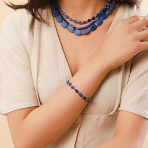 Bracelet Nature Bijoux Samarcande perles Lapis losange