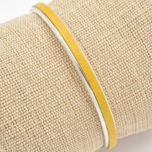 Bracelet Shabada Jonc argenté Timeless Lisette cuir jaune M