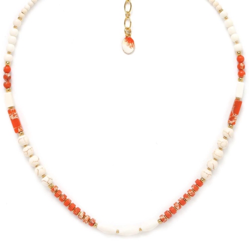 Collier Nature Bijoux Porquerolles orange & écru