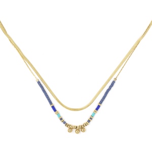 Collier ZAG Eva multirang doré bleu