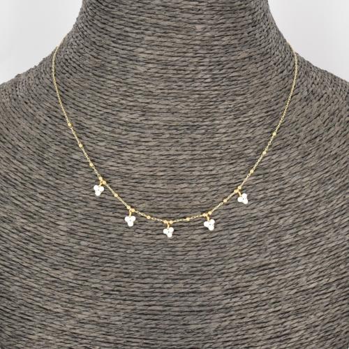 Collier ZAG Gaïa doré grappes de Pierres blanches