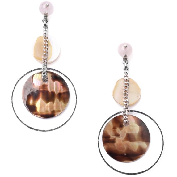 Boucles d'oreilles Nature Bijoux La Luna top quartz rose