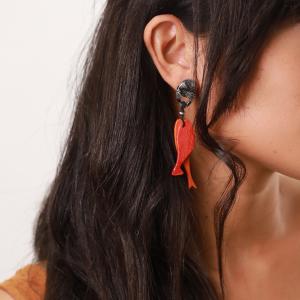 Boucles d'oreilles Nature Bijoux Poisson rouge 2 poissons