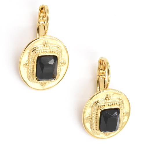 Boucles d'oreilles ZAG dormeuses dorées Onyx noir