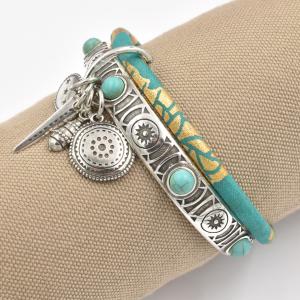 Bracelet Shabada Jonc argenté Timeless Shabawax Malibu turquoise M