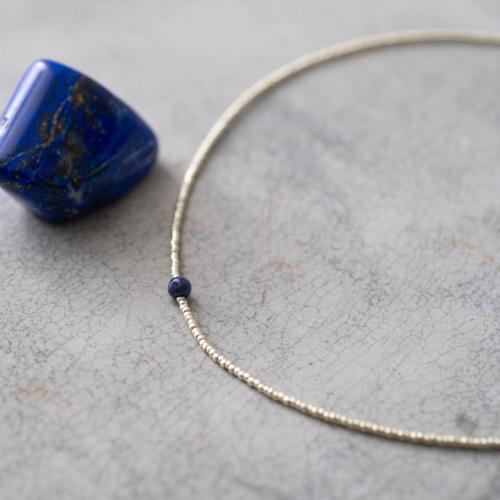 Collier a Beautiful Story Flora argenté Pierre Lapis-Lazuli