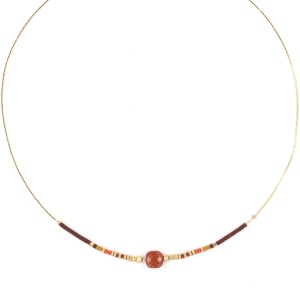 Collier ZAG Amaia doré Pierre Cornaline
