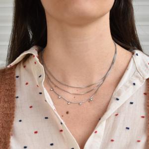 Collier ZAG Bellucci argenté & Cristaux de Zirconium