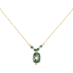 Collier ZAG Inès doré Pierre Malachite