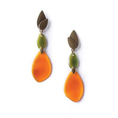 Boucles d'oreilles Nature Bijoux Land Art vert & ambre