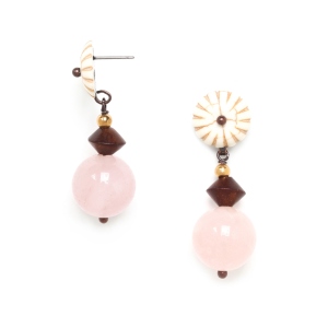 Boucles d'oreilles Nature Bijoux Choco rose perle de Quartz rose