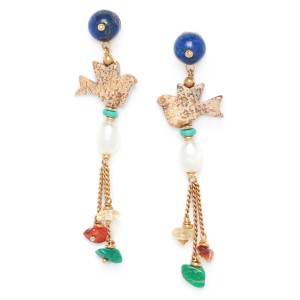 Boucles d'oreilles Nature Bijoux Kali oiseau et perle de culture