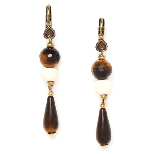 Boucles d'oreilles Nature Bijoux Varanasi goutte Oeil de tigre