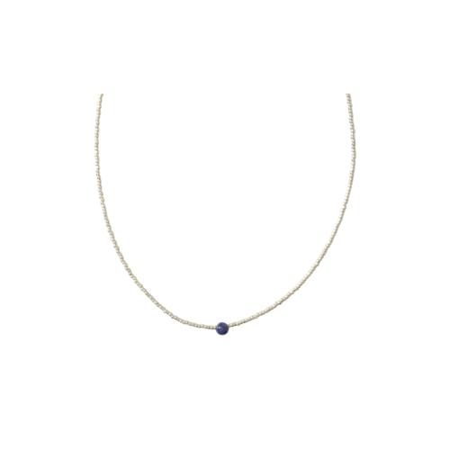 Collier a Beautiful Story Flora argenté Pierre Lapis-Lazuli