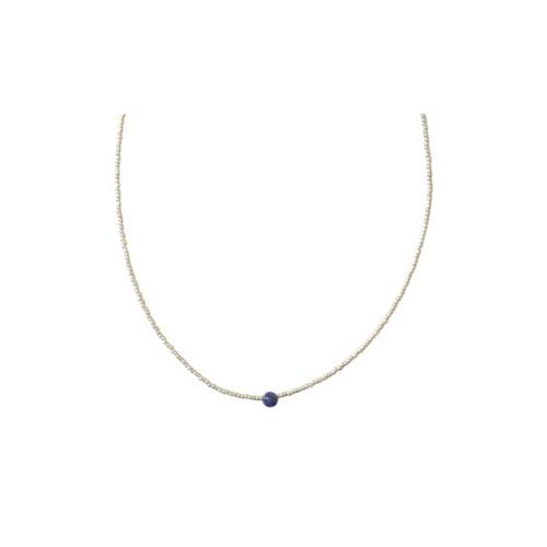 Collier a Beautiful Story Flora argenté Pierre Lapis-Lazuli