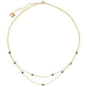 Collier ZAG Falls doré & Pierres Malachite