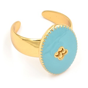 Bague By Garance June dorée émail turquoise