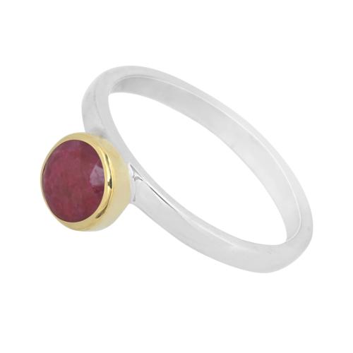 Bague Canyon argent petite Pierre Sillimanite rouge décalée taille 56