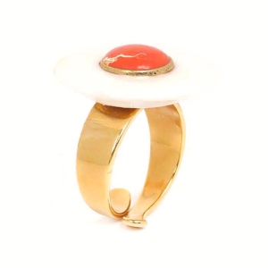 Bague Nature Bijoux Porquerolles orange & écru