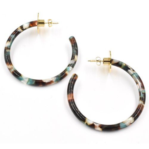 Boucles d'oreilles ZAG Créoles dorées Tanagra vert