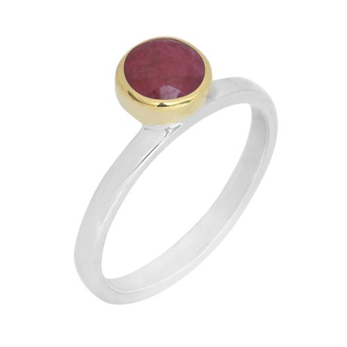 Bague Canyon argent petite Pierre Sillimanite rouge décalée taille 56