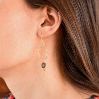 Boucles d'oreilles LuckyTeam Labradorite et pompon de chaines