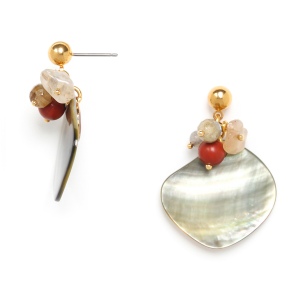 Boucles d'oreilles Nature Bijoux Canyon nacre noire & grappe