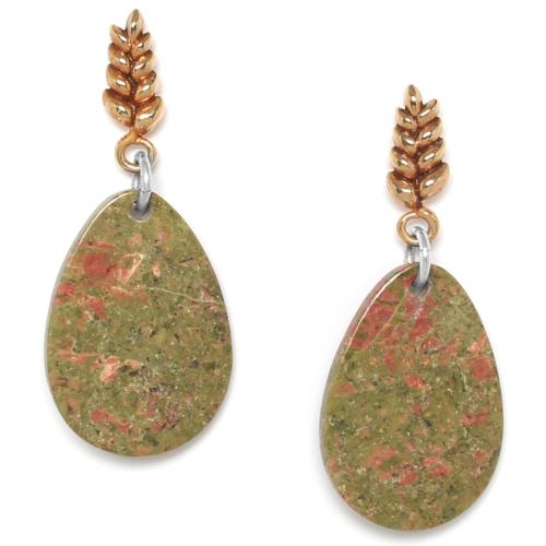 Boucles d'oreilles Nature Bijoux Naturaliste Unakite